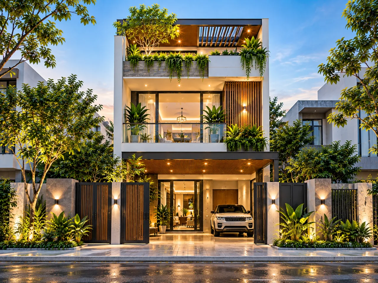 Mẫu nhà phố hiện đại đẹp: 7 ý tưởng thiết kế và kinh nghiệm xây nhà